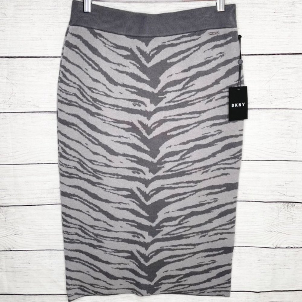 DKNY Zebra Print Soft Knit Skirt Womens Size Large